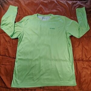 Columbia PFG Omni Men's 2XL Beach Green Long Sleeve Crewneck Polyester Big Print